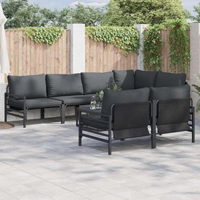 Kerti Kanapé Szett párnával 7 pcs Antracitszürke Acél & szövet