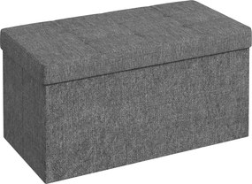 HOMCOM Tároló Trunk Ágyhoz 84L Összecsukható Tároló Puff Bőrpólóval és Fedéllel a Nappalihoz 76x38x38 cm Sötétszürke | Aosom