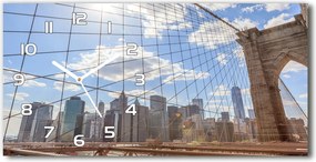Üveg falióra csendes New York híd 60x30cm