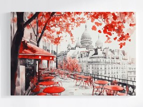 Poszter Város Párizs Sacre Coeur Kávézó Ősz 60x40
