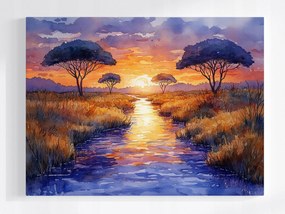 Poszter Naplemente Afrika Szavanna Folyó Természet 80x60