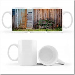 Nyomott mintás bögre Zöld kerékpár