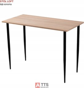 Étkező Konyha Asztal 100X50 Sonoma Tölgy Magasság 73 CM Lábak Fekete