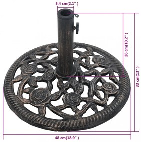 bronzszínű öntöttvas napernyőtalp 12 kg 48 cm