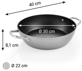 Tescoma GrandCHEF+ mély serpenyő, 30 cm átmérőjű,2 fogantyúval, 30 cm átmérőjű