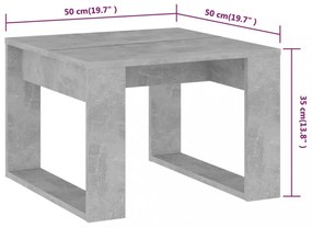 betonszürke szerelt fa kisasztal 50 x 50 x 35 cm