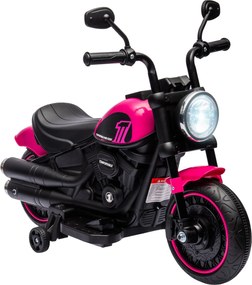 HOMCOM Gyermekmotor - Elektromos Motorbicikli, 2 Leszedhető Segítőkerékkel, 3 km/h Sebességgel, 1,5-3 Éves Gyerekeknek, Rózsaszín, 76 x 42 x 57 cm | A