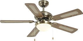 Mennyezeti ventilátor sárgaréz színben, famintával és rattan 105 cm-es húzókapcsolóval - Mistral Majas