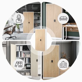 Fém iratszekrény JAN H, 900 x 1950 x 400 mm, Eco Design: fehér/ sonoma tölgy