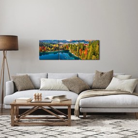 Kép - Urisee-tó, Ausztria (órával) (90x30 cm)