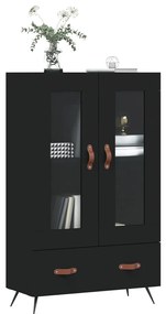 fekete szerelt fa magasszekrény 69,5 x 31 x 115 cm