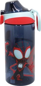 Pókember Spidey Web műanyag szívószálas kulacs akasztóval 450 ml