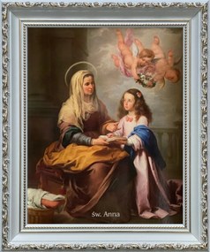 Vászonkép 31x26 Szent Anna Fehér Díszített Keret