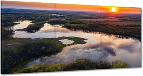 Vászonkép 180x90 Folyó Erdő Naplemente