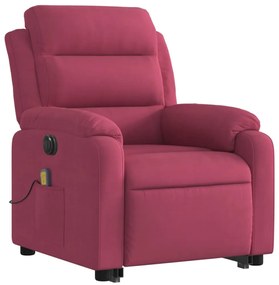 elektromos felállást segítő bordó bársony masszázsfotel