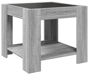 szürke sonoma szerelt fa dohányzóasztal LED-del 53 x 53 x 45 cm