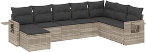 vidaXL 8 részes világosszürke polyrattan kerti ülőgarnitúra párnával
