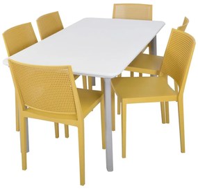 Sárga műanyag kerti szék Grid – Rojaplast