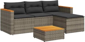 vidaXL 3 részes szürke polyrattan kerti ülőgarnitúra párnákkal