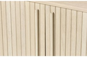 Natúr színű komód tolóajtóval, tölgyfa dekorral 140x76x45 cm Meta – Unique Furniture