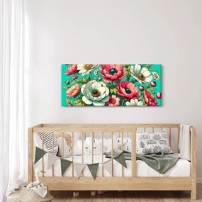 Kép - Virágok kék háttéren (120x50 cm)