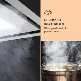 Klarstein Remy Brilliant Edition, sziget páraelszívó, 90 cm, 609 m³/ó, A energiahatékonysági osztály, LED, üveg, nemesacél