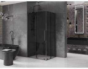 Mexen Velar Duo, zuhanykabin tolóajtóval 100 x 90 cm, 8mm szürke üveg, polírozott grafit, 871-100-090-42-95
