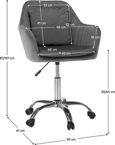 Irodai fotel, szürke Velvet anyag/króm, KLIAN