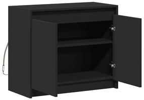 fekete szerelt fa tálalószekrény LED-del 72 x 34 x 61 cm