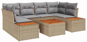 vidaXL Kerti Kanapé Szett párnával tárolóval 6 pcs Bézs Poli rattan