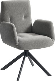 HOMCOM Forgatható fotel 360° kárpitozott karosszék karfával lounge szék gyapjú len hatású gombtűzött acél lábakkal nappaliba hálószobába sötétszürke