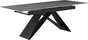 Kihúzható étkezőasztal, beton/fekete, 160-200x90 cm, MAJED