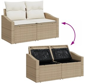 9 Darabos Kerti Shofa Szett Párnákkal Bézs Poli Rattan Akác