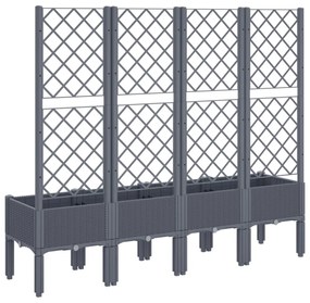 szürke PP rácsos kerti ültetőláda 160 x 40 x 142 cm