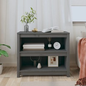 szürke tömör fenyőfa könyvszekrény 80 x 35 x 68 cm
