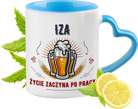 Iza Kék Bögre Szív Alakú Füllel Ajándék Nyomtatott