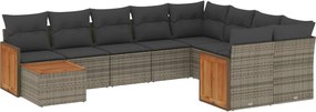 vidaXL 10 részes szürke polyrattan kerti ülőgarnitúra párnákkal