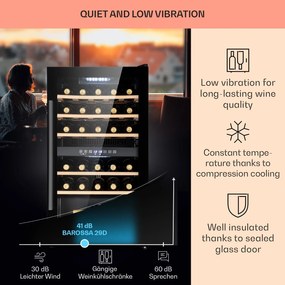 Klarstein Barossa 29 Duo, borhűtő, 80 liter, 29 palack, 2 zóna, gombos vezérlés