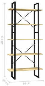 ötszintes fenyőfa könyvszekrény 80 x 30 x 175 cm