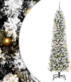 vidaXL Mű karácsonyfa 300 LED-del Fehér 240 cm PVC és Fém és Műanyag