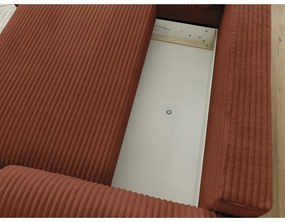 Téglavörös kordbársony kinyitható sarokkanapé (bal oldali) Lucien – Bobochic Paris