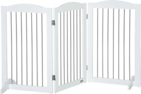 PawHut Kutyaakadály, Ajtóvédő, Összecsukható Kutyaajtó Állvánnyal, 3 Panel, Lépcsőakadály Lépcsőkhöz, Folyosóra, Fehér, 154 x 30 x 80 cm | Aosom