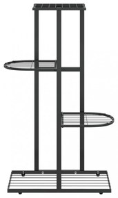 fekete 4 szintes acél virágtartó állvány 43 x 22 x 76 cm
