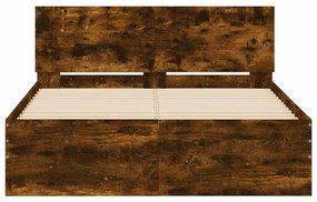 füstös tölgy színű ágykeret fejtámlával és LED-del 140x190 cm