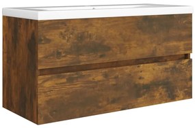 Füstös tölgy színű szerelt fa mosdószekrény 90 x 38,5 x 45 cm