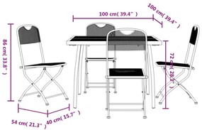 5 részes antracitszürke fémháló kerti étkezőgarnitúra