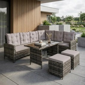 Avenberg BARLETTA Nagy luxus kerti rattan szett - szürke/világosszürke