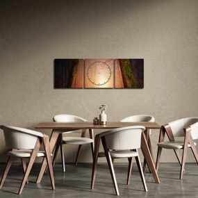 Őszi erdő képe a ködben (órával) (90x30 cm)