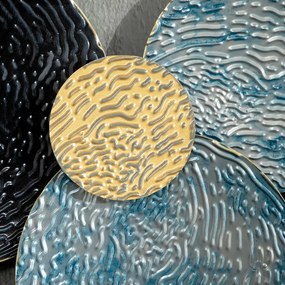 Faldekoráció körökkel, 121 cm x 4 cm x 53 cm, fém, kék fekete