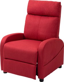 HOMCOM Manuális Dönthető Pihenő Fotel Lábpihentetővel, Vászonhatású Szövet Fotel Hálószobába, Nappaliba, Piros | Aosom